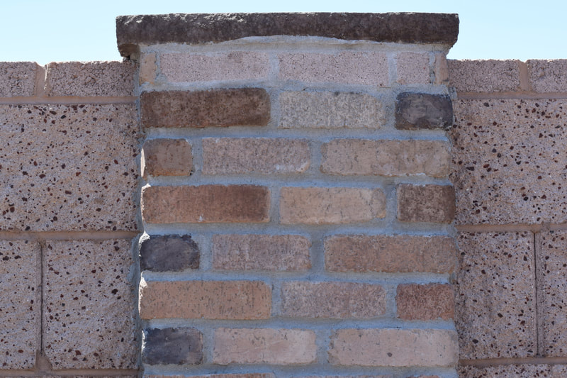 Pillar feature on a block wall in St. George, Utah