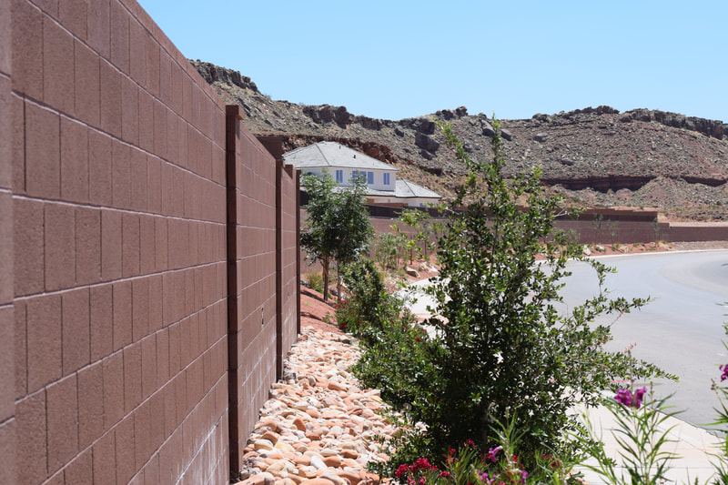 Finished block wall in St. George, Utah